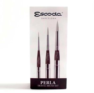 Набор кистей "Escoda Perla", синтетика белая, круглая, складная №2, 6, 10 в Минске от компании «Офистон маркет»