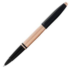 Ручка роллер Cross "Calais Brushed Rose Gold Plate & Black Lacquer", 0,7 мм, розовое золото, черный, стерж. черный в Минске от компании «Офистон маркет»