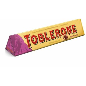 Шоколад молочный "Toblerone" 100 г, с медово-миндальной нугой, изюмом и дробленными орехами