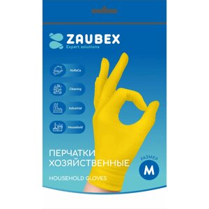 Перчатки латексные хозяйственные "Zaubex", р-р M, желтый в Минске от компании «Офистон маркет»