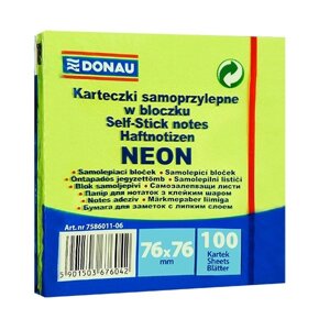 Бумага для заметок "Donau", 76x76 мм, 100 листов, зеленый неон в Минске от компании «Офистон маркет»