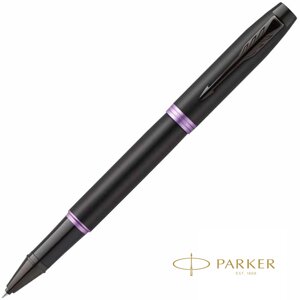 Ручка-роллер Parker "IM Vibrant Rings T315 Amethyst Purple PVD", 0,5 мм, черный, фиолетовый, стерж. черный в Минске от компании «Офистон маркет»