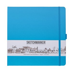 Скетчбук "Sketchmarker", 80 листов, 20x20 см, 140 г/м2, синий неон в Минске от компании «Офистон маркет»