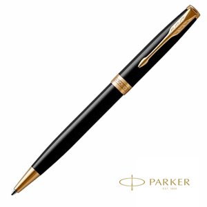 Ручка шариковая автоматическая Parker "Sonnet Lacquer Deep Black GT", 0.7 мм, черный, золотистый, стерж. черный в Минске от компании «Офистон маркет»