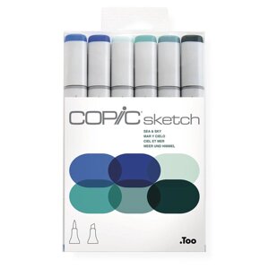 Набор маркеров перманентных "Copic Sketch", 6 цветов, синие оттенки в Минске от компании «Офистон маркет»