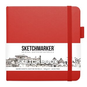 Скетчбук "Sketchmarker", 12x12 см, 140 г/м2, 80 листов, красный в Минске от компании «Офистон маркет»