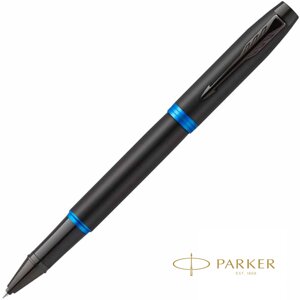 Ручка-роллер Parker "IM Vibrant Rings T315 Marine Blue PVD", 0,5 мм, черный, синий, стерж. черный в Минске от компании «Офистон маркет»