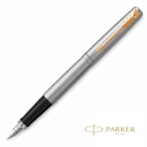 Ручка перьевая "Parker Jotter Stainless Steel CT", F, серебристый, золотистый, патрон синий в Минске от компании «Офистон маркет»