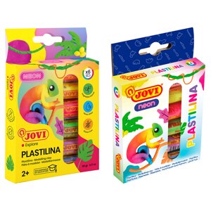 Пластилин для детской лепки "JOVI", 6 цветов, неон, растительный