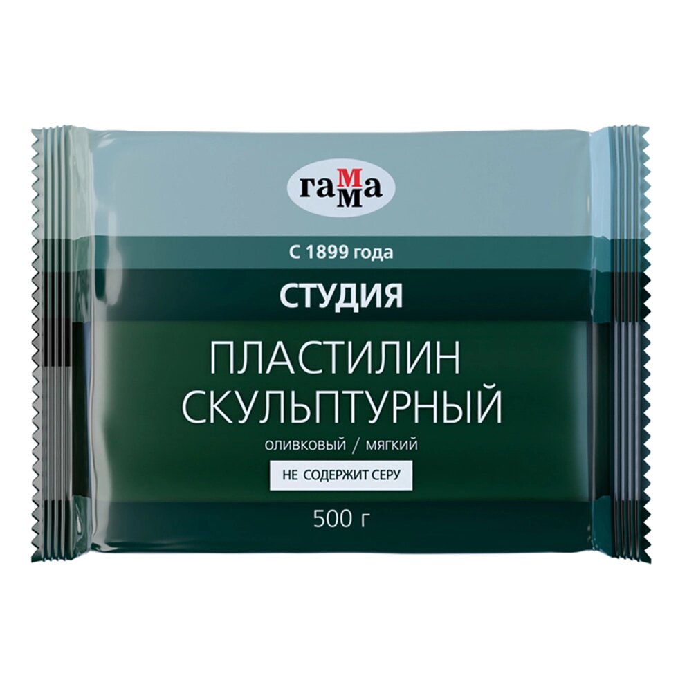 Пластилин скульптурный "Студия" М, 500 г, оливковый от компании «Офистон маркет» - фото 1