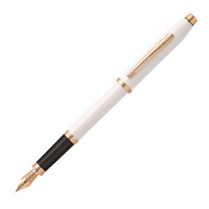 Ручка перьевая Cross "Century II Pearlescent White Lacquer", M, синий, жемчужный, розовое золото, патрон черный