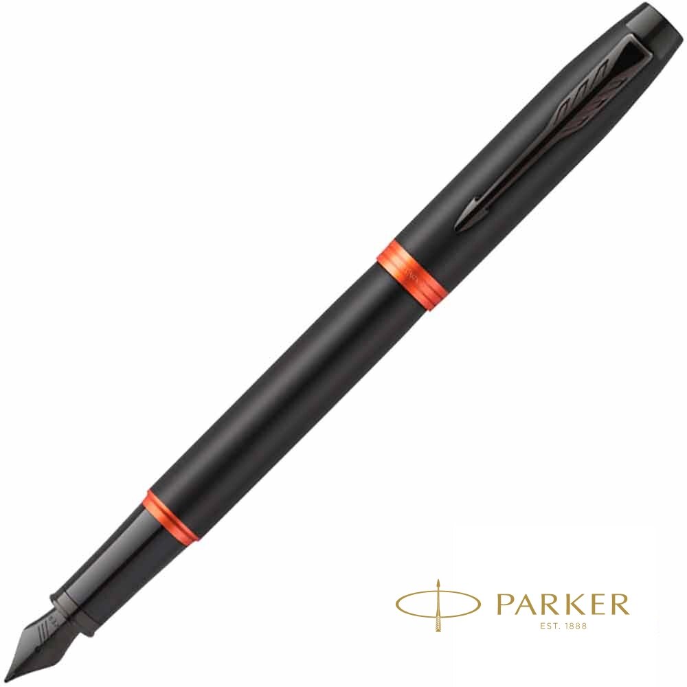 Ручка перьевая Parker "IM Vibrant Rings F315", M, черный, оранжевый, патрон синий от компании «Офистон маркет» - фото 1