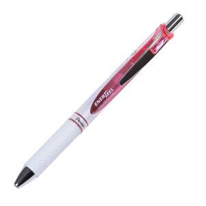 Ручка-роллер "Ener Gel BLN75W", 0.5 мм, белый, красный, стерж. красный