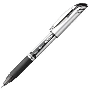 Ручка-роллер "EnerGel BL57", 0.7 мм, черный, серебристый, стерж. черный