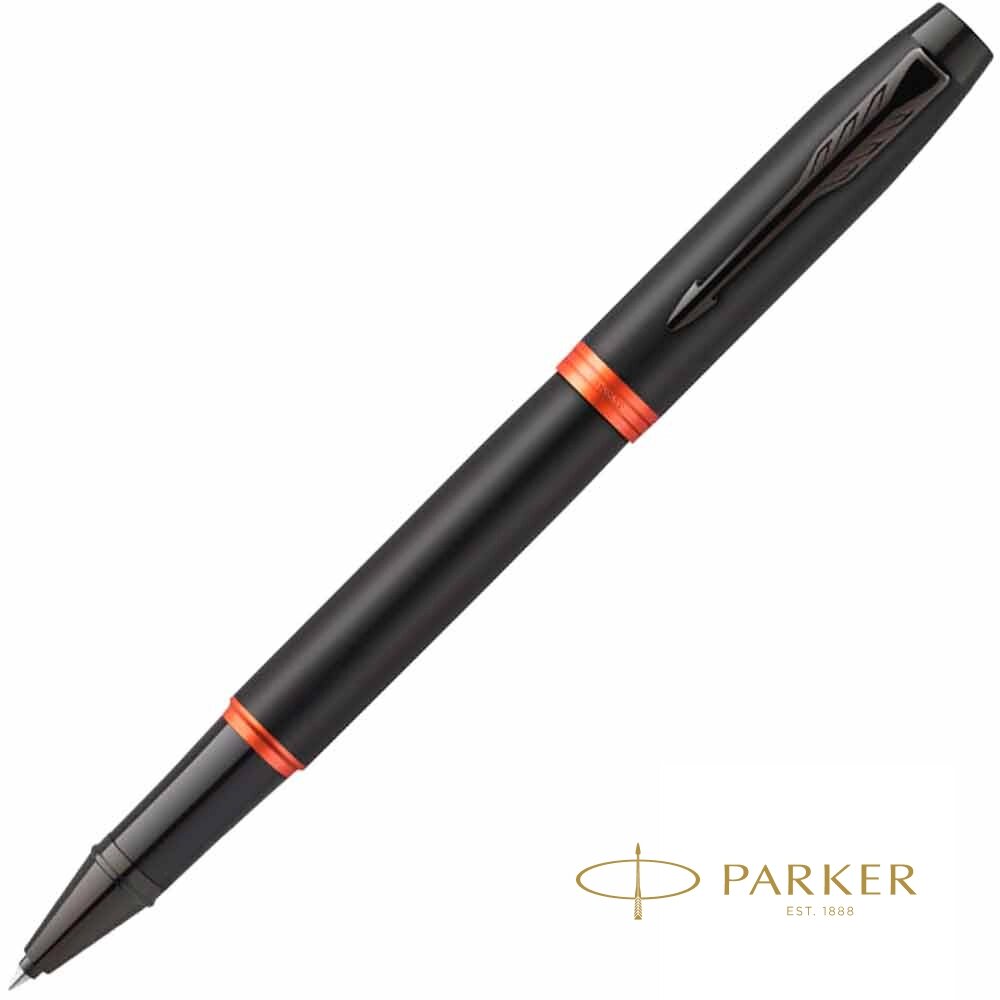 Ручка-роллер Parker "IM Vibrant Rings T315 Flame Orange PVD", 0,5 мм, черный, оранжевый, стерж. черный от компании «Офистон маркет» - фото 1