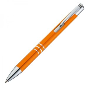 Ручка шариковая автоматическая "Ascot", 0.7 мм, оранжевый, серебристый стерж. синий