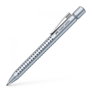 Ручка шариковая автоматическая "Faber-Castell Grip 2011", 0.7 мм, серебристый, стерж. синий
