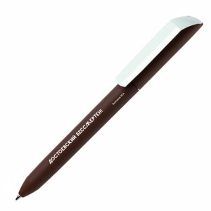 Ручка шариковая автоматическая "Flow Pure GOM CB. Достоевский бессмертен!1.0 мм, коричневый, белый, стерж. синий