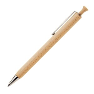 Ручка шариковая автоматическая "Forest", 1.0 мм, светло-коричневый, серебристый, стерж. черный