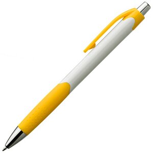 Ручка шариковая автоматическая "Mao", 0.5 мм, белый, желтый, стерж. синий