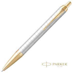 Ручка шариковая автоматическая "Parker IM Premium Pearl GT", 1.0 мм, золотой, серебристый, стерж. синий