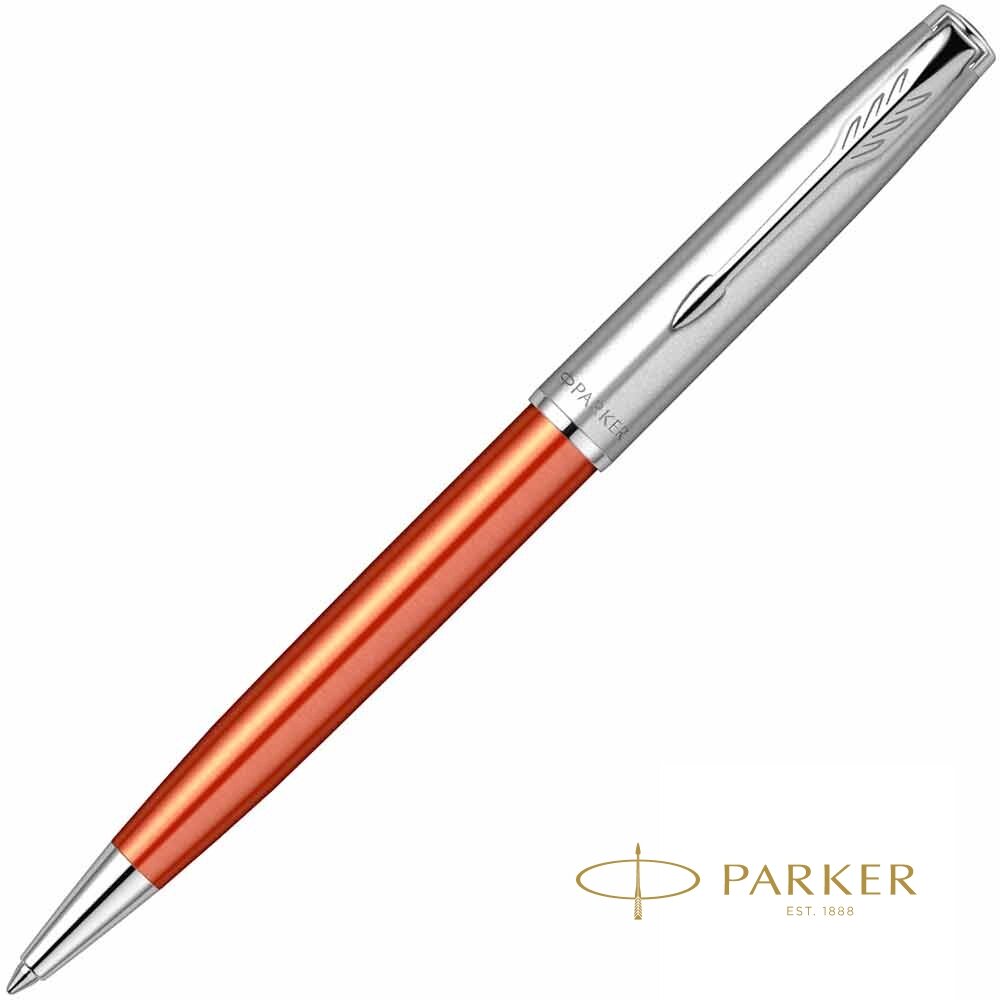 Ручка шариковая автоматическая Parker "Sonnet Essential SB K545", 0,7 мм, серебристый, оранжевый, стерж. черный от компании «Офистон маркет» - фото 1