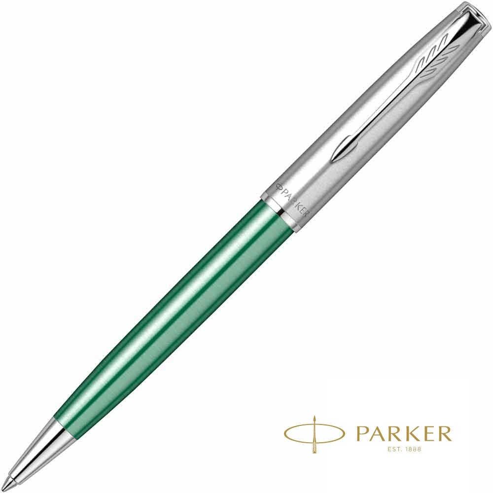 Ручка шариковая автоматическая Parker "Sonnet Essential SB K545", 0,7 мм, серебристый, зеленый, стерж. черный от компании «Офистон маркет» - фото 1