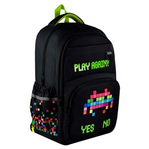 Рюкзак школьный "Цифровая атака", черный, зеленый