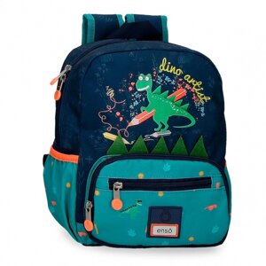 Рюкзак школьный Enso "Dino artist", M, темно-синий, зеленый