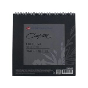 Скетчбук для графики "Сонет", 20х20 см, 30 листов, черный