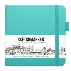 Скетчбук "Sketchmarker", 12x12 см, 140 г/м2, 80 листов, аквамарин
