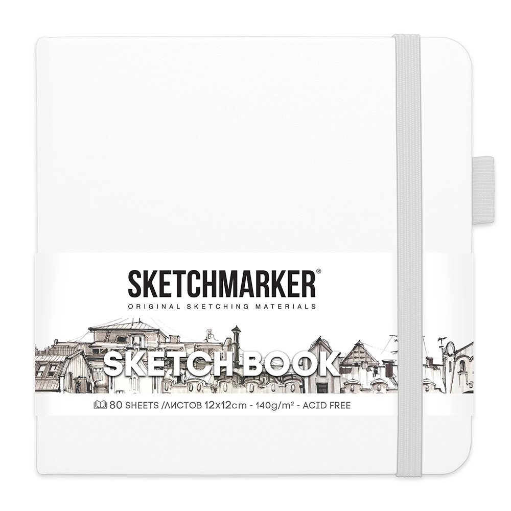 Скетчбук "Sketchmarker", 12x12 см, 140 г/м2, 80 листов, белый от компании «Офистон маркет» - фото 1