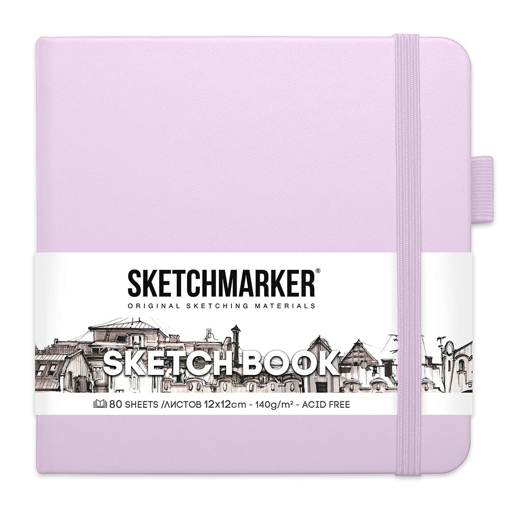 Скетчбук "Sketchmarker", 12x12 см, 140 г/м2, 80 листов, фиолетовый пастельный от компании «Офистон маркет» - фото 1