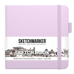 Скетчбук "Sketchmarker", 12x12 см, 140 г/м2, 80 листов, фиолетовый пастельный
