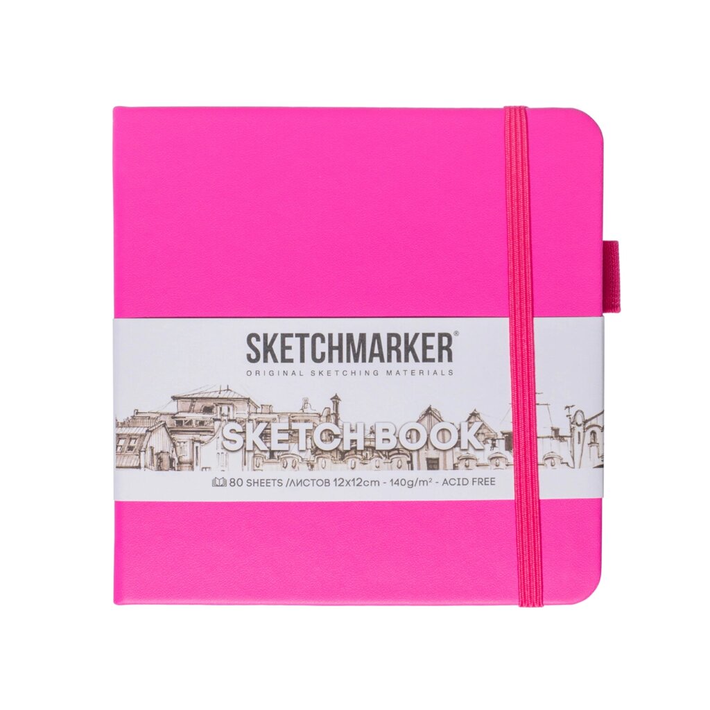 Скетчбук "Sketchmarker", 12x12 см, 140 г/м2, 80 листов, фуксия от компании «Офистон маркет» - фото 1