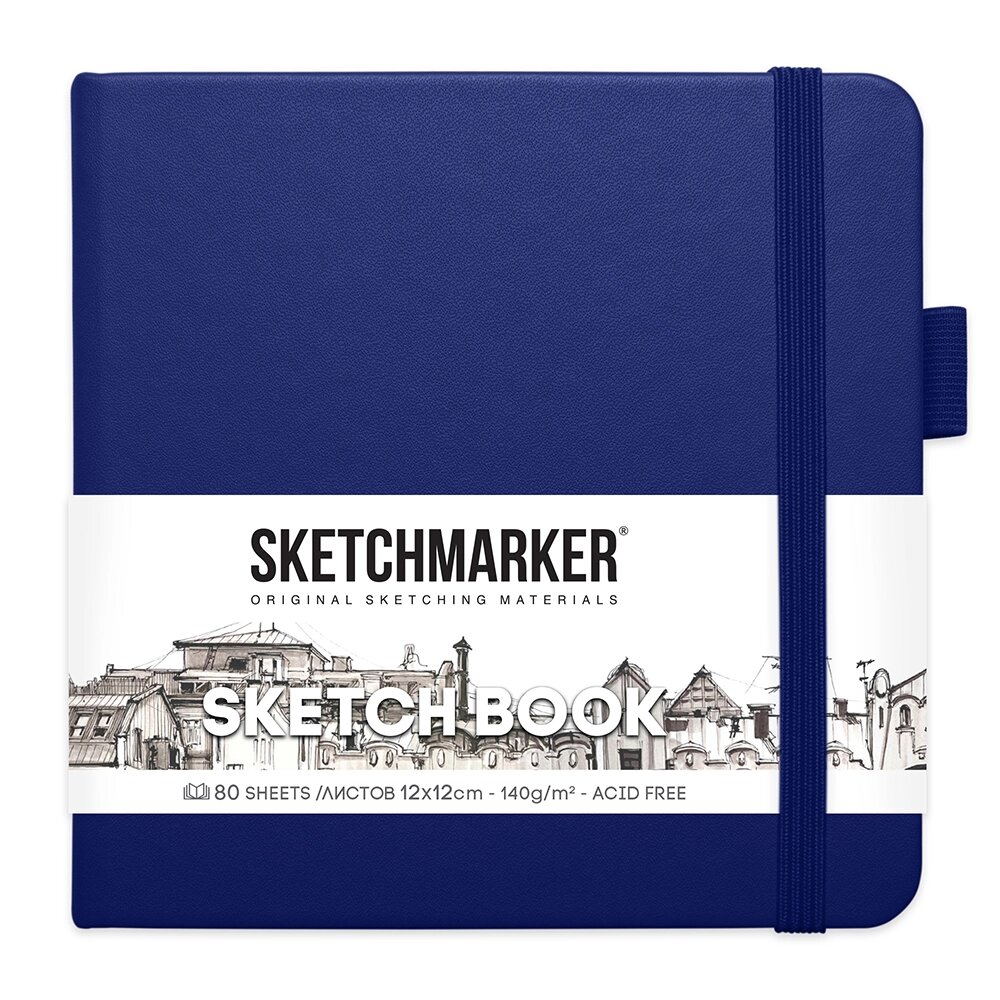 Скетчбук "Sketchmarker", 12x12 см, 140 г/м2, 80 листов, королевский синий от компании «Офистон маркет» - фото 1