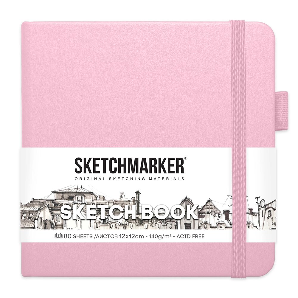 Скетчбук "Sketchmarker", 12x12 см, 140 г/м2, 80 листов, розовый от компании «Офистон маркет» - фото 1