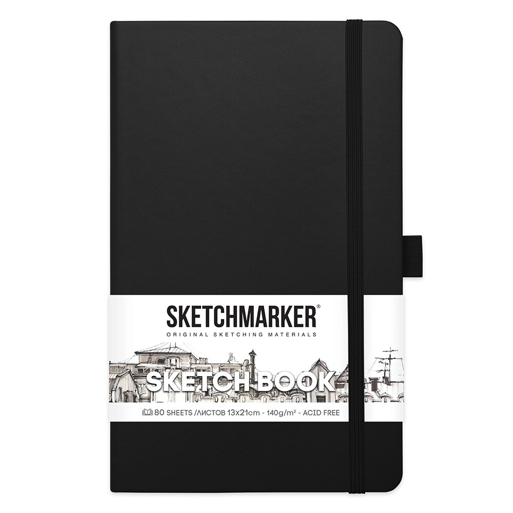 Скетчбук "Sketchmarker", 13x21 см, 140 г/м2, 80 листов, черный от компании «Офистон маркет» - фото 1