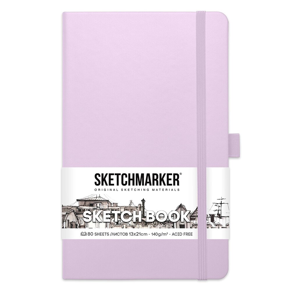 Скетчбук "Sketchmarker", 13x21 см, 140 г/м2, 80 листов, фиолетовый пастельный от компании «Офистон маркет» - фото 1