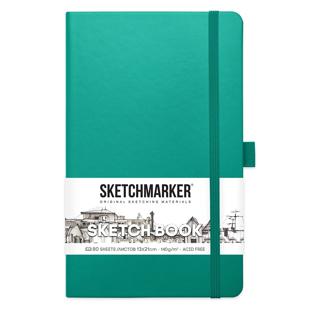 Скетчбук "Sketchmarker", 13x21 см, 140 г/м2, 80 листов, изумрудный от компании «Офистон маркет» - фото 1