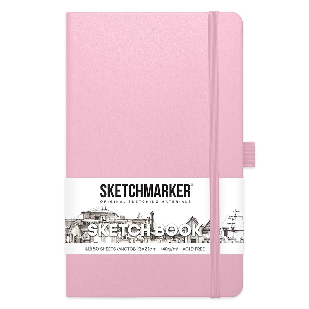 Скетчбук "Sketchmarker", 13x21 см, 140 г/м2, 80 листов, розовый от компании «Офистон маркет» - фото 1