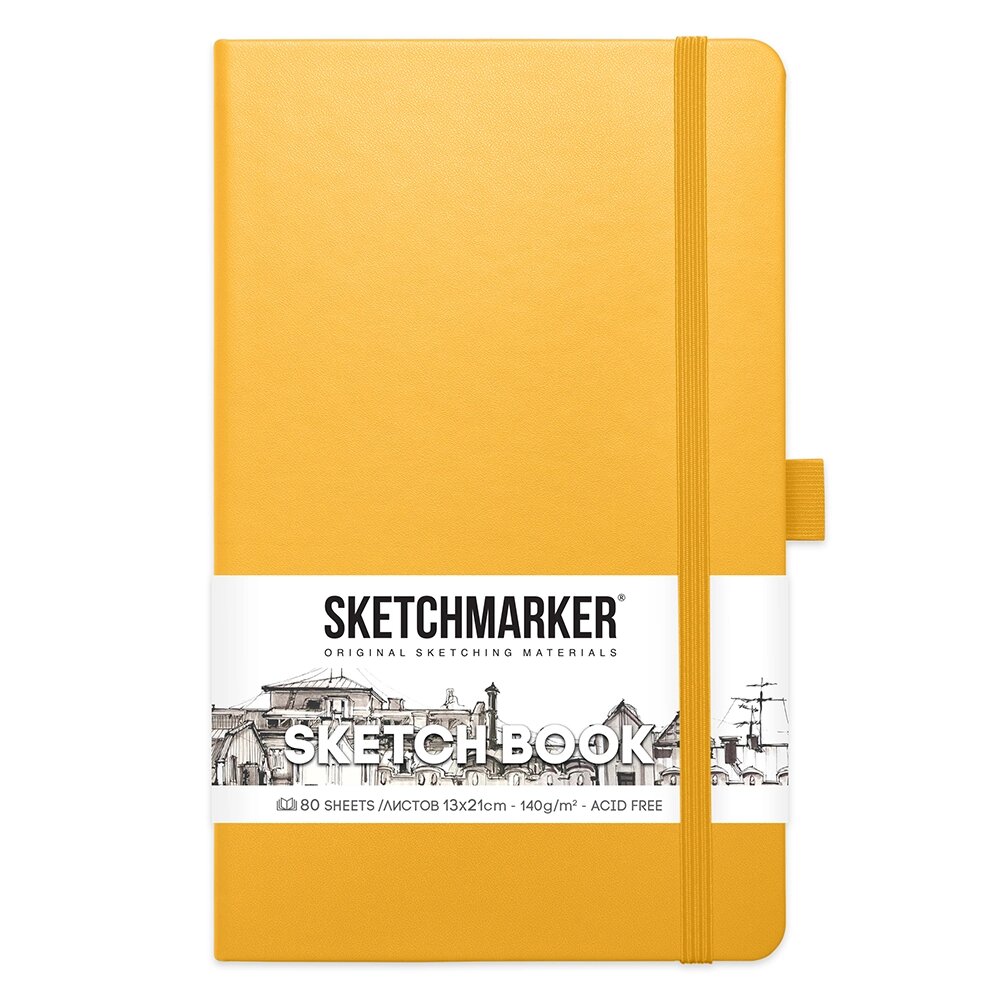 Скетчбук "Sketchmarker", 13x21 см, 140 г/м2, 80 листов, желтый от компании «Офистон маркет» - фото 1