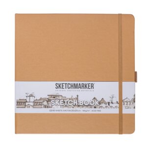 Скетчбук "Sketchmarker", 80 листов, 20x20 см, 140 г/м2, капучино