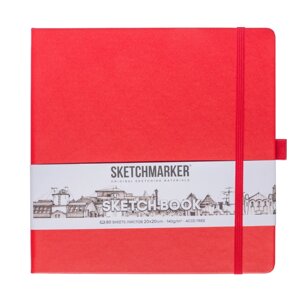 Скетчбук "Sketchmarker", 80 листов, 20x20 см, 140 г/м2, красный