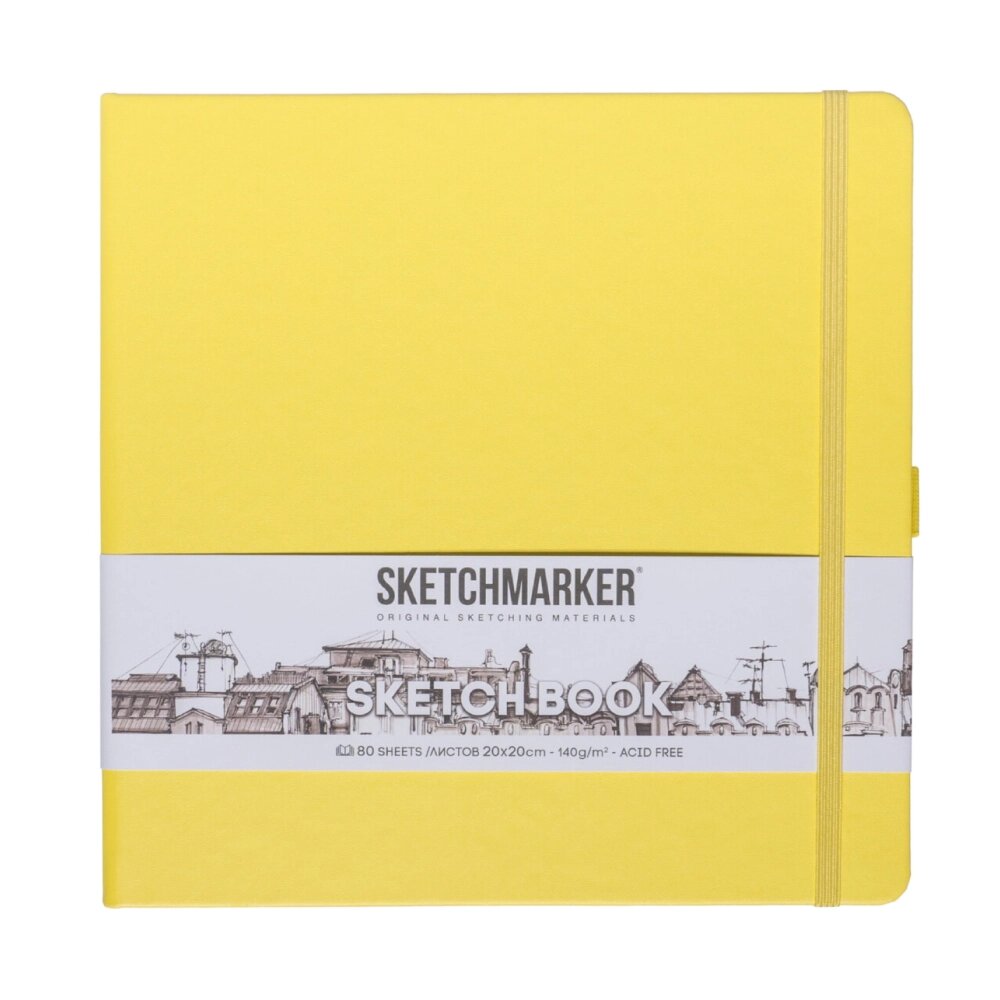 Скетчбук "Sketchmarker", 80 листов, 20x20 см, 140 г/м2, лимонный от компании «Офистон маркет» - фото 1