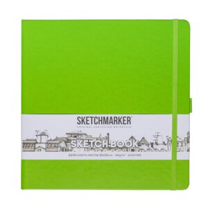 Скетчбук "Sketchmarker", 80 листов, 20x20 см, 140 г/м2, зеленый луг