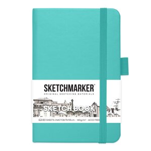 Скетчбук "Sketchmarker", 9x14 см, 140 г/м2, 80 листов, аквамарин