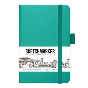Скетчбук "Sketchmarker", 9x14 см, 140 г/м2, 80 листов, изумрудный