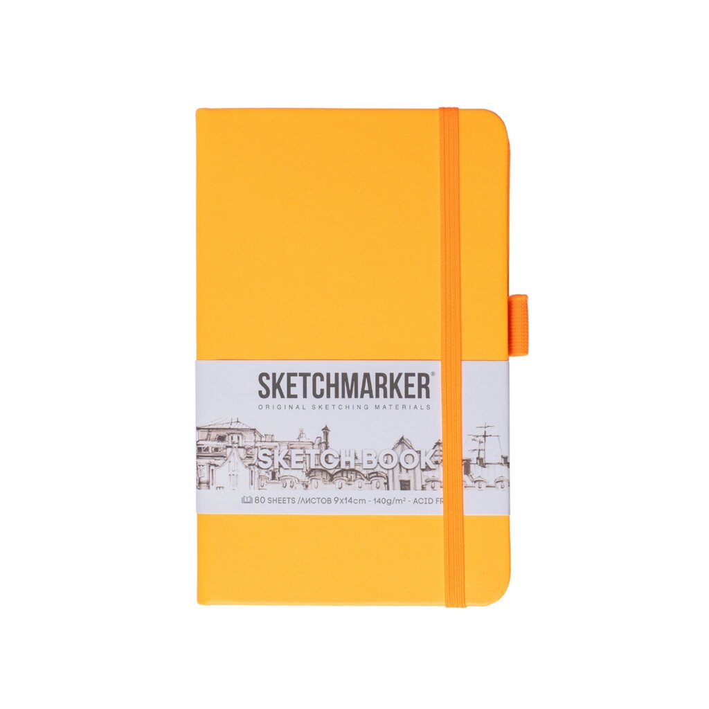 Скетчбук "Sketchmarker", 9x14 см, 140 г/м2, 80 листов, оранжевый неон от компании «Офистон маркет» - фото 1