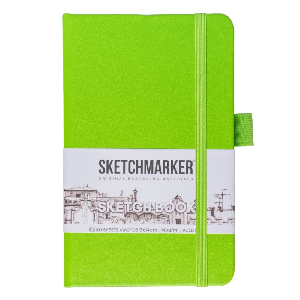 Скетчбук "Sketchmarker", 9x14 см, 140 г/м2, 80 листов, зеленый луг от компании «Офистон маркет» - фото 1